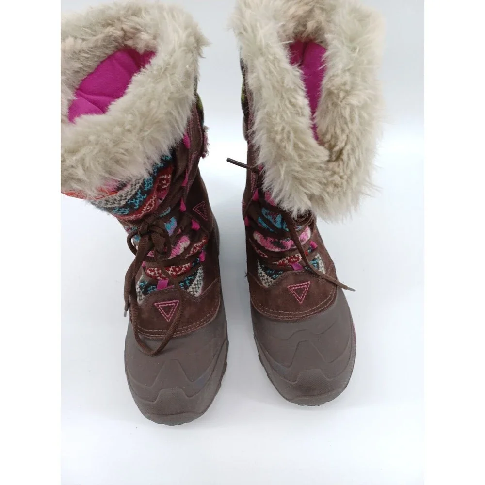 The North Face Winter Boots Girls 7 Shellista Lace Novelty2 Faux Fur Trim Nordic